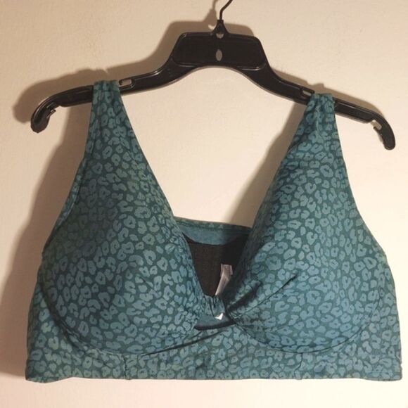 Swim by Cacique Underwire Knot-Front Bikini Top Green Teal 44D - Picture 6 of 15